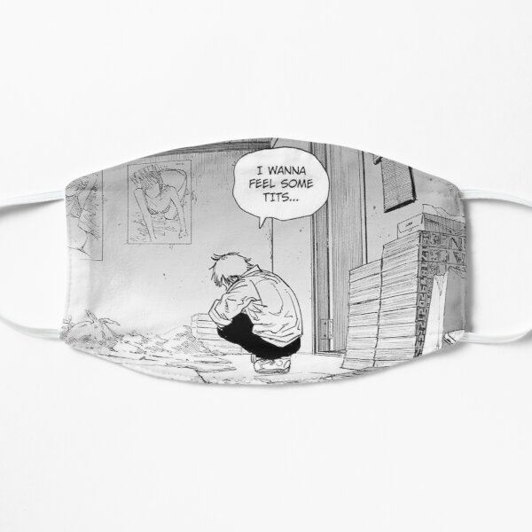 I wanna feel some tits - Denji Chainsaw Man Flat Mask RB0908 product Offical chainsaw man Merch